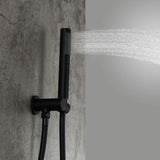 Load image into Gallery viewer, Handheld Cylinder Shower,Round Rainfall Shower Head Handheld Shower System Solid Brass in Matte Black - SeeiHome