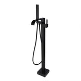 Load image into Gallery viewer, Half Arching Spout Freestanding Bathtub Faucet With Square Knob in Matte Black - SeeiHome