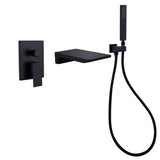 Load image into Gallery viewer, Flat Waterfall Spout Wall Mounted Bathtub Faucet with Handheld Shower - SeeiHome