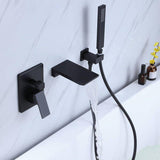 Load image into Gallery viewer, Flat Waterfall Spout Wall Mounted Bathtub Faucet with Handheld Shower - SeeiHome