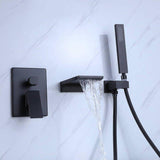 Load image into Gallery viewer, Flat Waterfall Spout Wall Mounted Bathtub Faucet with Handheld Shower - SeeiHome