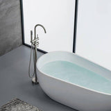 Load image into Gallery viewer, Freestanding Floor Mount Tub Faucet with Curved Spout and Handheld Cylinder Shower - SeeiHome