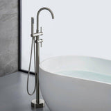 Load image into Gallery viewer, Freestanding Floor Mount Tub Faucet with Curved Spout and Handheld Cylinder Shower - SeeiHome