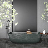 Load image into Gallery viewer, Freestanding Floor Mount Tub Faucet with Curved Spout and Handheld Cylinder Shower - SeeiHome