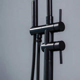 Load image into Gallery viewer, Freestanding Floor Mount Tub Faucet with Curved Spout and Handheld Cylinder Shower - SeeiHome