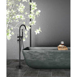 Load image into Gallery viewer, Freestanding Floor Mount Tub Faucet with Curved Spout and Handheld Cylinder Shower - SeeiHome