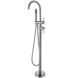 Load image into Gallery viewer, Freestanding Floor Mount Tub Faucet with Curved Spout and Handheld Cylinder Shower - SeeiHome