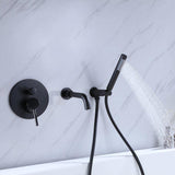 Load image into Gallery viewer, Wall-Mount Swiveling Spout Bathtub Filler Faucet with Handheld Cylinder Shower - SeeiHome