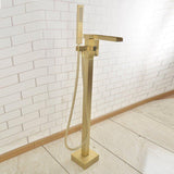 Load image into Gallery viewer, Freestanding bathtub faucet  with square knob and swivel waterfall spout - SeeiHome