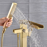 Load image into Gallery viewer, Freestanding bathtub faucet  with square knob and swivel waterfall spout - SeeiHome