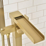 Load image into Gallery viewer, Freestanding bathtub faucet  with square knob and swivel waterfall spout - SeeiHome