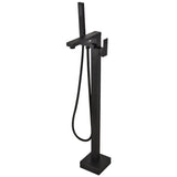 Load image into Gallery viewer, Right Angled Spout Freestanding Bathtub Faucet With Square Knob in Matte Black - SeeiHome