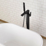Load image into Gallery viewer, Right Angled Spout Freestanding Bathtub Faucet With Square Knob in Matte Black - SeeiHome