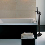 Load image into Gallery viewer, Right Angled Spout Freestanding Bathtub Faucet With Square Knob in Matte Black - SeeiHome