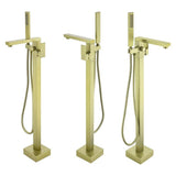 Load image into Gallery viewer, Right Angled Spout Freestanding Bathtub Faucet With Square Knob in Matte Black - SeeiHome