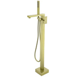 Load image into Gallery viewer, Right Angled Spout Freestanding Bathtub Faucet With Square Knob in Matte Black - SeeiHome