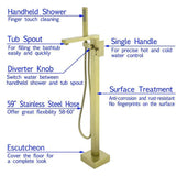 Load image into Gallery viewer, Right Angled Spout Freestanding Bathtub Faucet With Square Knob in Matte Black - SeeiHome