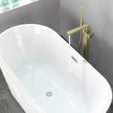 Load image into Gallery viewer, Right Angled Spout Freestanding Bathtub Faucet With Square Knob in Matte Black - SeeiHome