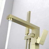 Load image into Gallery viewer, Right Angled Spout Freestanding Bathtub Faucet With Square Knob in Matte Black - SeeiHome