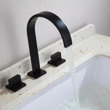 Load image into Gallery viewer, Flat Curved Gooseneck Bathroom Faucet with 2 Square  Handle  in Modern 8 in. Matte-Black - SeeiHome