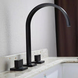 Load image into Gallery viewer, Flat Curved Gooseneck Bathroom Faucet with 2 Square  Handle  in Modern 8 in. Matte-Black - SeeiHome