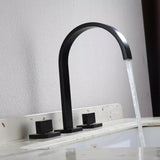 Load image into Gallery viewer, Flat Curved Gooseneck Bathroom Faucet with 2 Square  Handle  in Modern 8 in. Matte-Black - SeeiHome