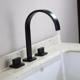 Load image into Gallery viewer, Flat Curved Gooseneck Bathroom Faucet with 2 Square  Handle  in Modern 8 in. Matte-Black - SeeiHome