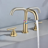 Load image into Gallery viewer, Mid-arc 360 degree swivle spout Sink Faucet with Widespread 2-Handle in Solid Brass - SeeiHome