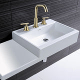 Load image into Gallery viewer, Mid-arc 360 degree swivle spout Sink Faucet with Widespread 2-Handle in Solid Brass - SeeiHome