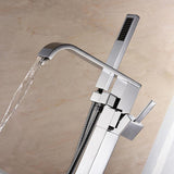 Load image into Gallery viewer, Half Arching Spout Freestanding Bathtub Faucet With Square Knob in Matte Black - SeeiHome