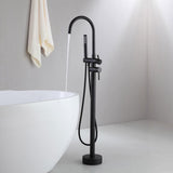 Load image into Gallery viewer, Freestanding Floor Mount Tub Faucet with Curved Spout and Handheld Cylinder Shower - SeeiHome