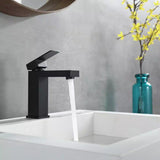 Load image into Gallery viewer, Modern right angle Sink Faucet with Single handle in Matte Black - SeeiHome