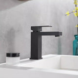 Load image into Gallery viewer, Modern right angle Sink Faucet with Single handle in Matte Black - SeeiHome