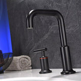 Load image into Gallery viewer, 360 Swivel Spout Widespread 2-Handle High-Arc Bathroom Faucet with Ceramic Disk Valve in Matte Black - SeeiHome