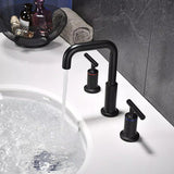 Load image into Gallery viewer, 360 Swivel Spout Widespread 2-Handle High-Arc Bathroom Faucet with Ceramic Disk Valve in Matte Black - SeeiHome