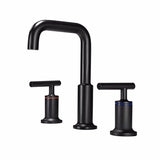 Load image into Gallery viewer, 360 Swivel Spout Widespread 2-Handle High-Arc Bathroom Faucet with Ceramic Disk Valve in Matte Black - SeeiHome