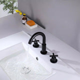 Load image into Gallery viewer, 8 in. Widespread 2-Handle High-Arc Bathroom Faucet in Matte Black - SeeiHome