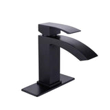 Load image into Gallery viewer, Single Handle Single Hole Low Arc Bathroom Faucet with Deckplate Included in Matte Black Supply Lines - SeeiHome