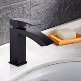 Load image into Gallery viewer, Single Handle Single Hole Low Arc Bathroom Faucet with Deckplate Included in Matte Black Supply Lines - SeeiHome